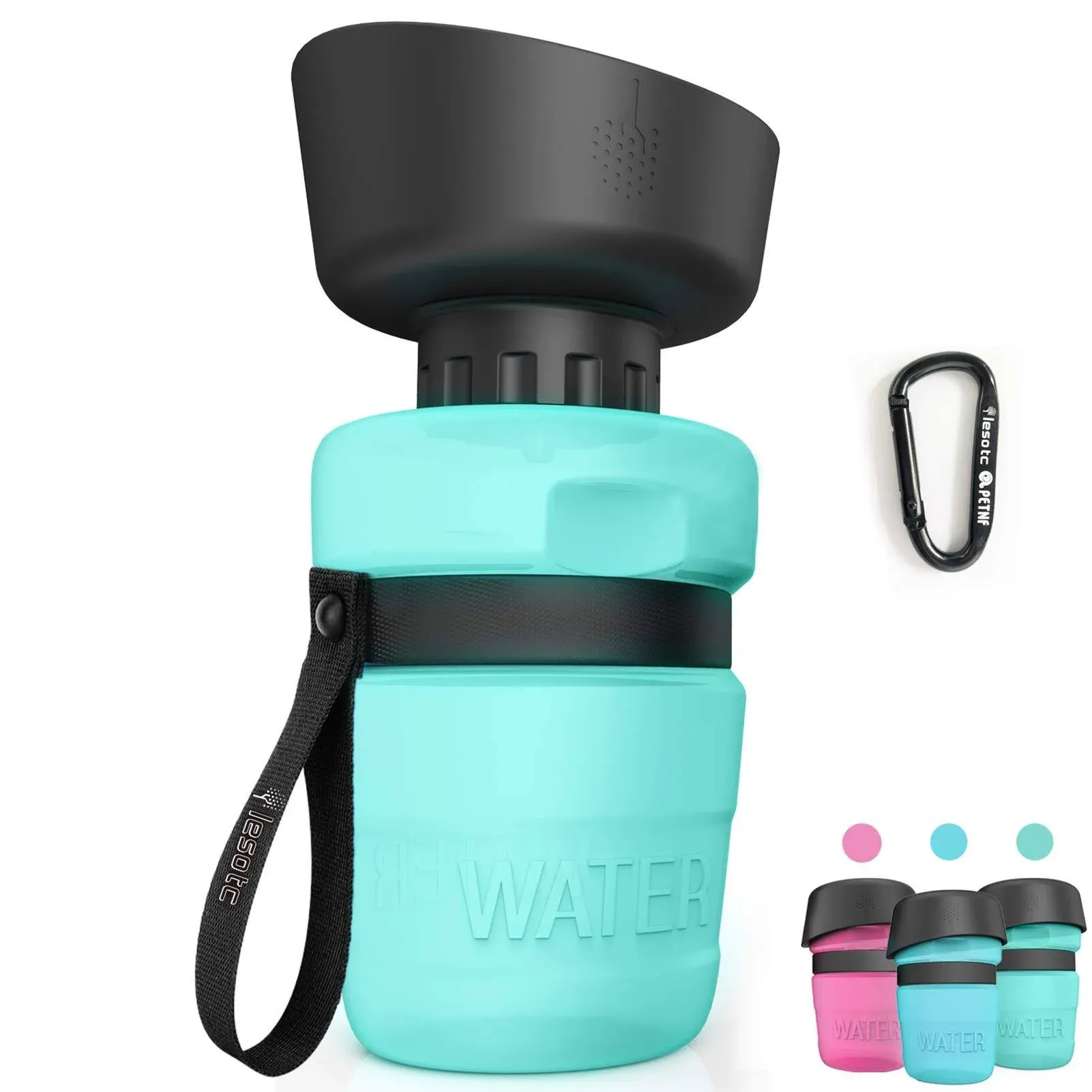 lesotc Pet Foldable Leakproof Dog Water Bottle Blue