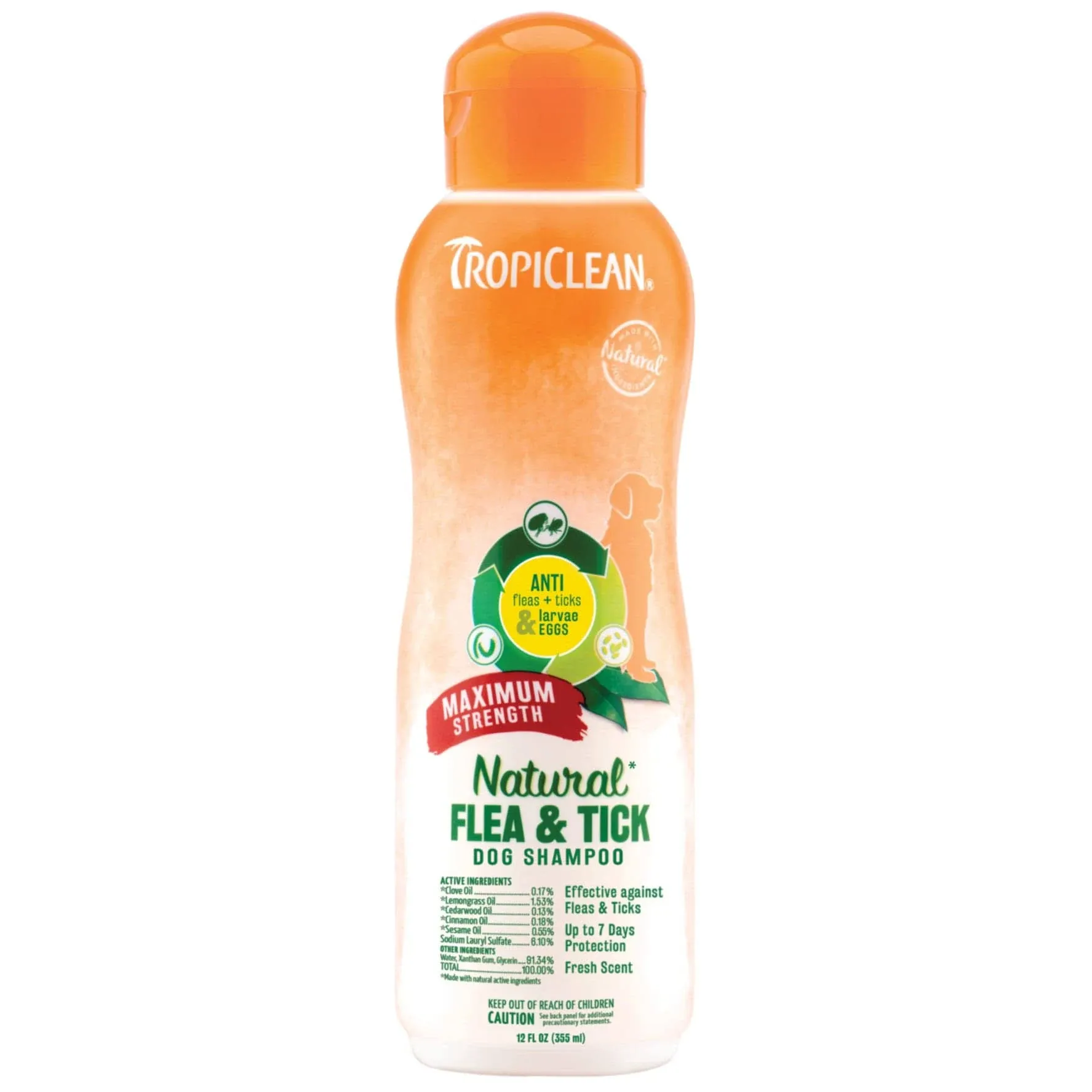 TropiClean Maximum Strength Natural Flea & Tick Shampoo 20 oz