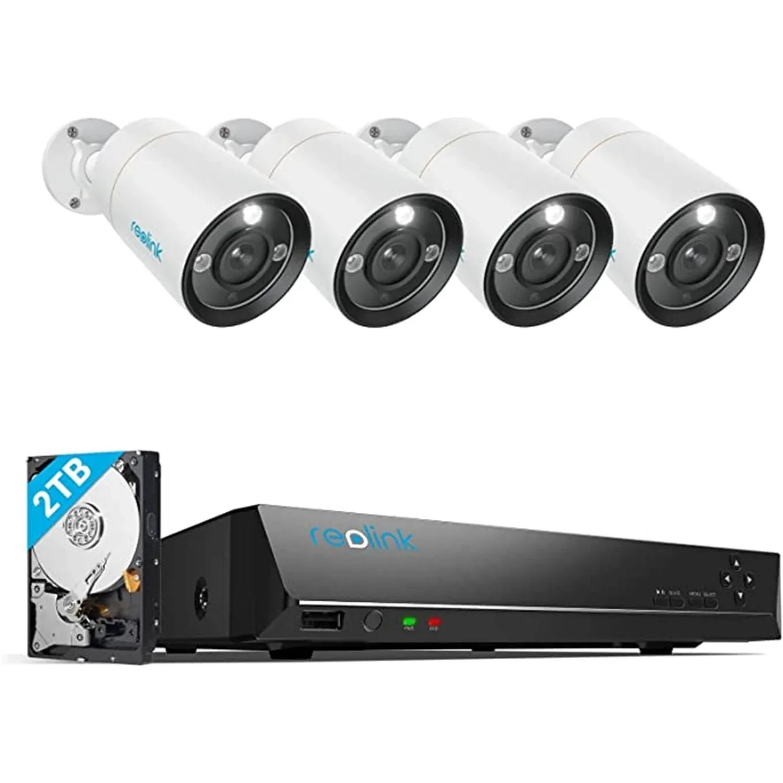 REOLINK RLK8-1200D4-A 12MP PoE Security Camera System 4pcs H.265 Surveillance IP Cameras Wired in 12 Megapixel UHD