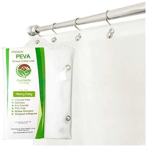 Heavy Duty PEVA Frost Shower Curtain Liner with Magnets &amp; Suction Cups - 70 X...