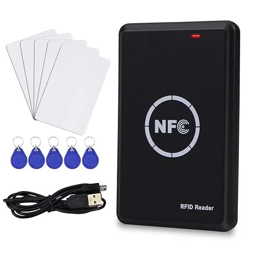 JASAG Smart Access Control Card Copier, RFID Reader Writer, 125KHz Card Duplicator, 13.56MHz Encrypted Card Decoder, NFC Tag Replicator, with Writable Key Fobs Cards, Free Software