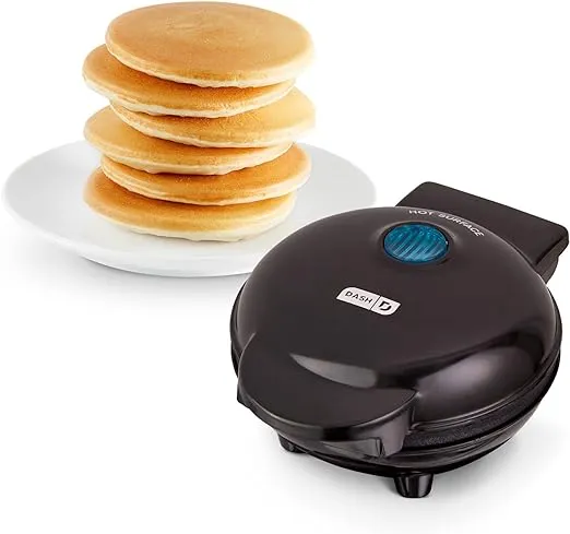 DASH Mini Maker Electric Round Griddle for Individual Pancakes, Cookies, Eggs & other on the go Breakfast, Lunch & Snacks with Indicator Light + Included Recipe Book - Black