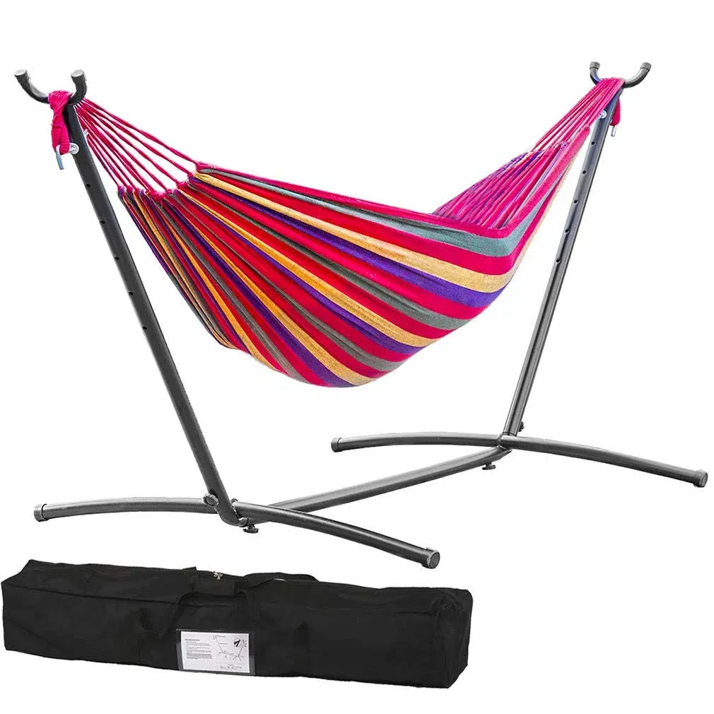 Double Hammock Stands Portable Hammock Stand Heavy Duty Steel Stand for Outdo...