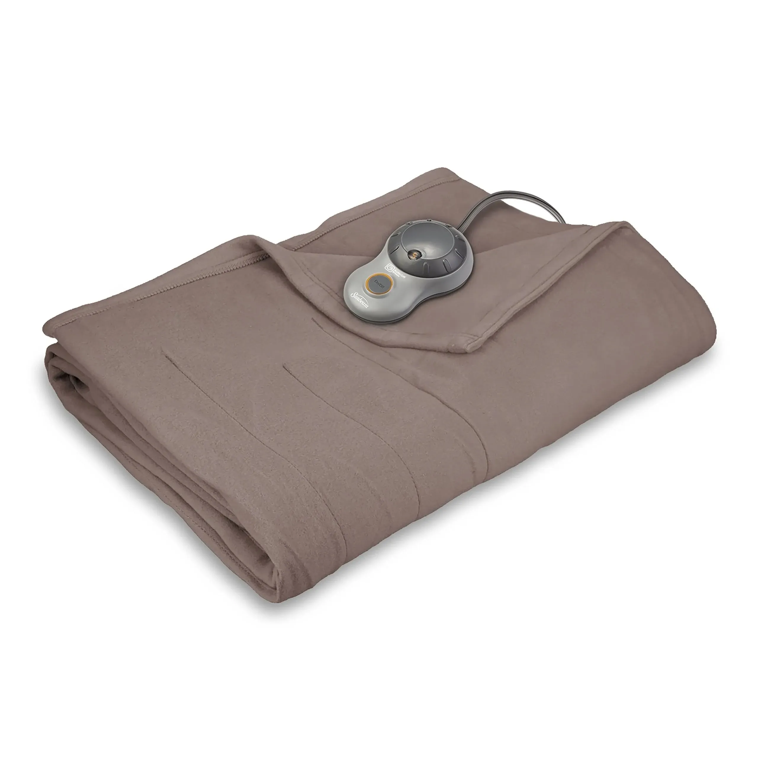 Sunbeam Heated Blanket | 10 Heat Settings, Quilted Fleece, Mushroom, Full