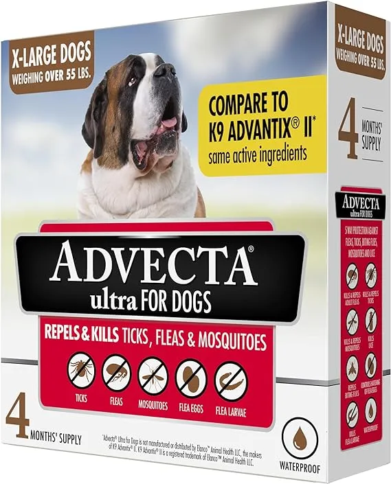 Advecta Ultra Flea Protection for Extra Large Dogs, Fast-Acting Topical Prevention, 4 Count