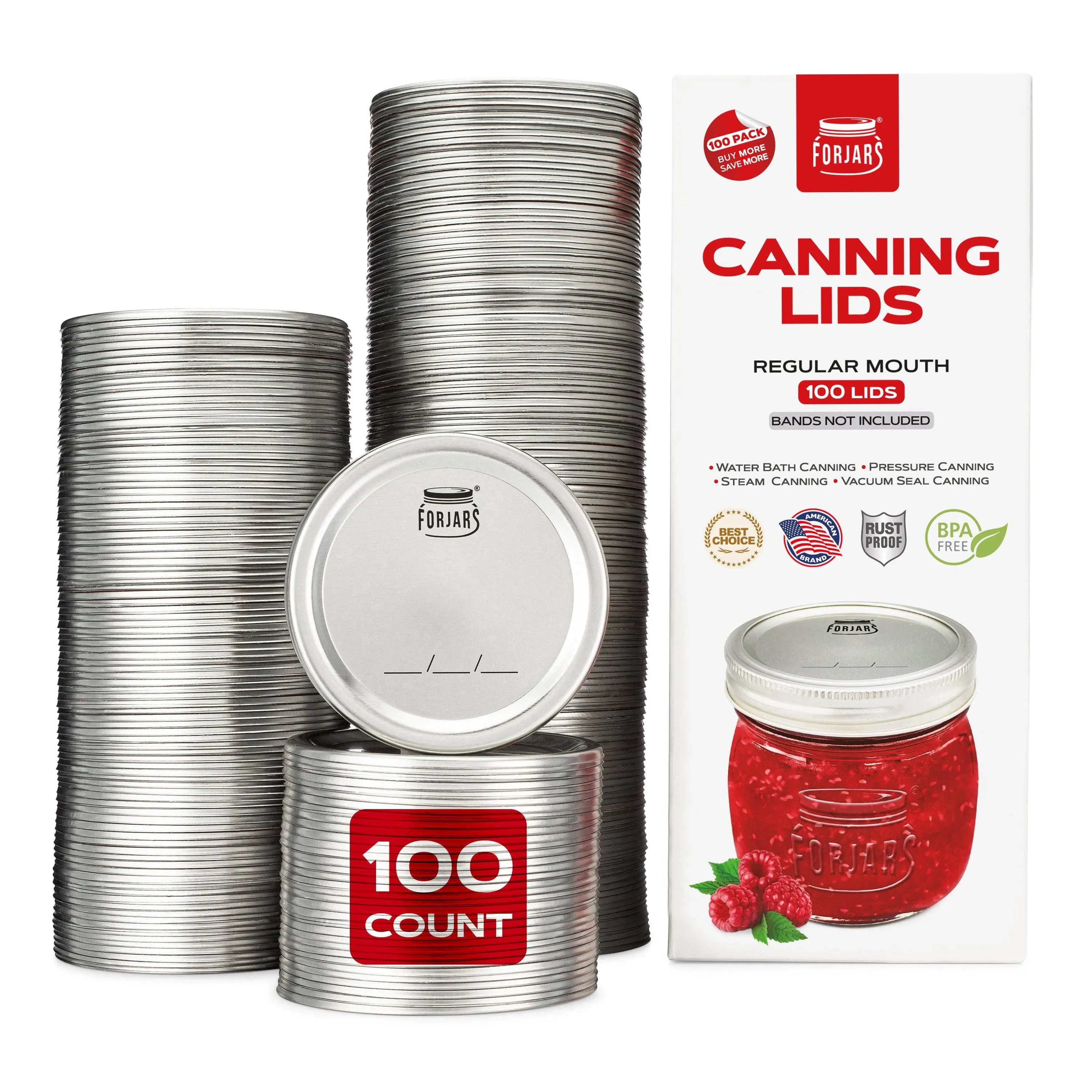 Forjars® - 100 Regular Mouth Canning Lids