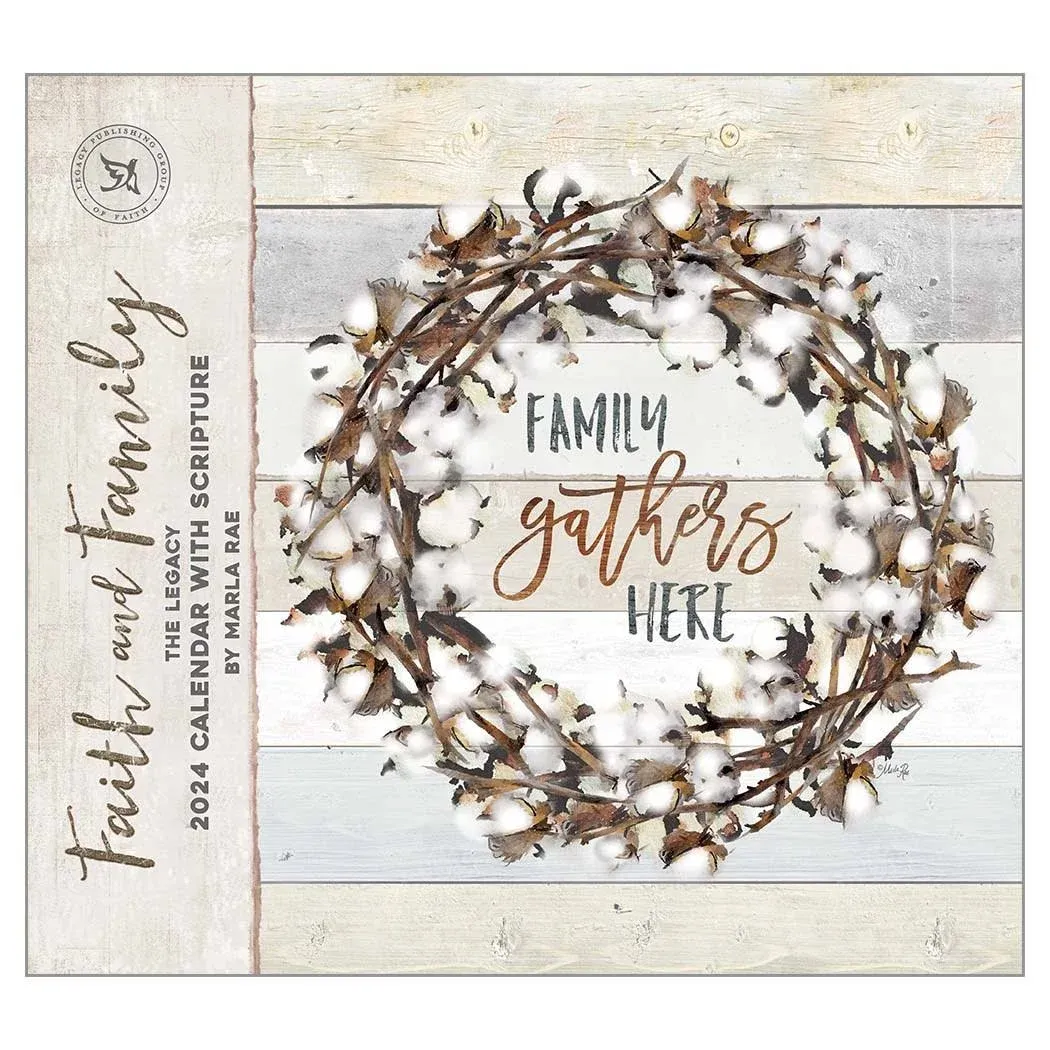 Legacy Faith Family Gathers Cream 13 x 12 Paper 2024 Hanging Wall Calendar