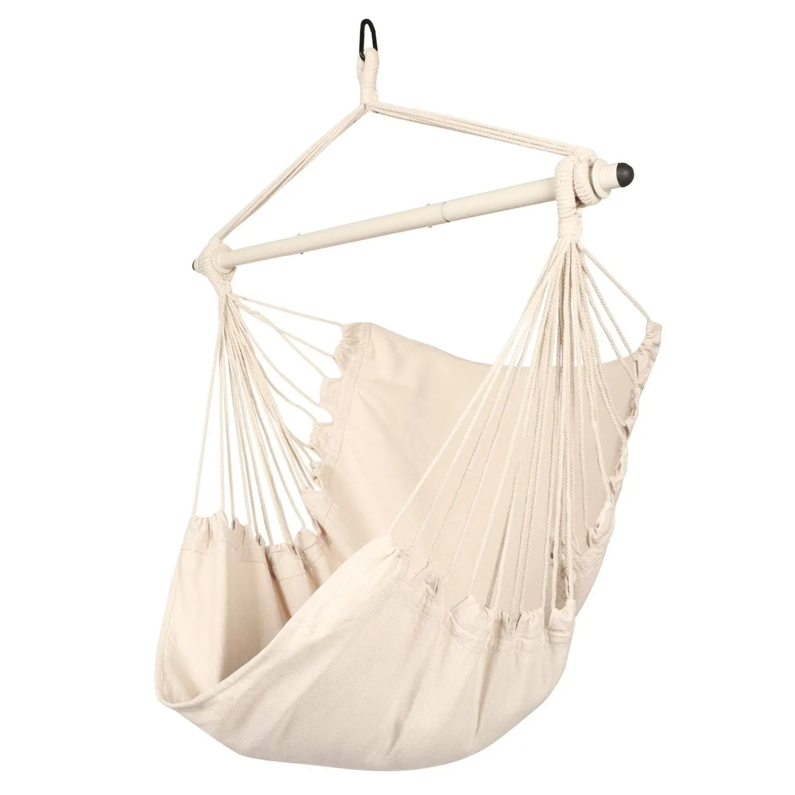  Hanging Rope Hammock Chair Swing Seat for Any Indoor or Outdoor Spaces  Beige.