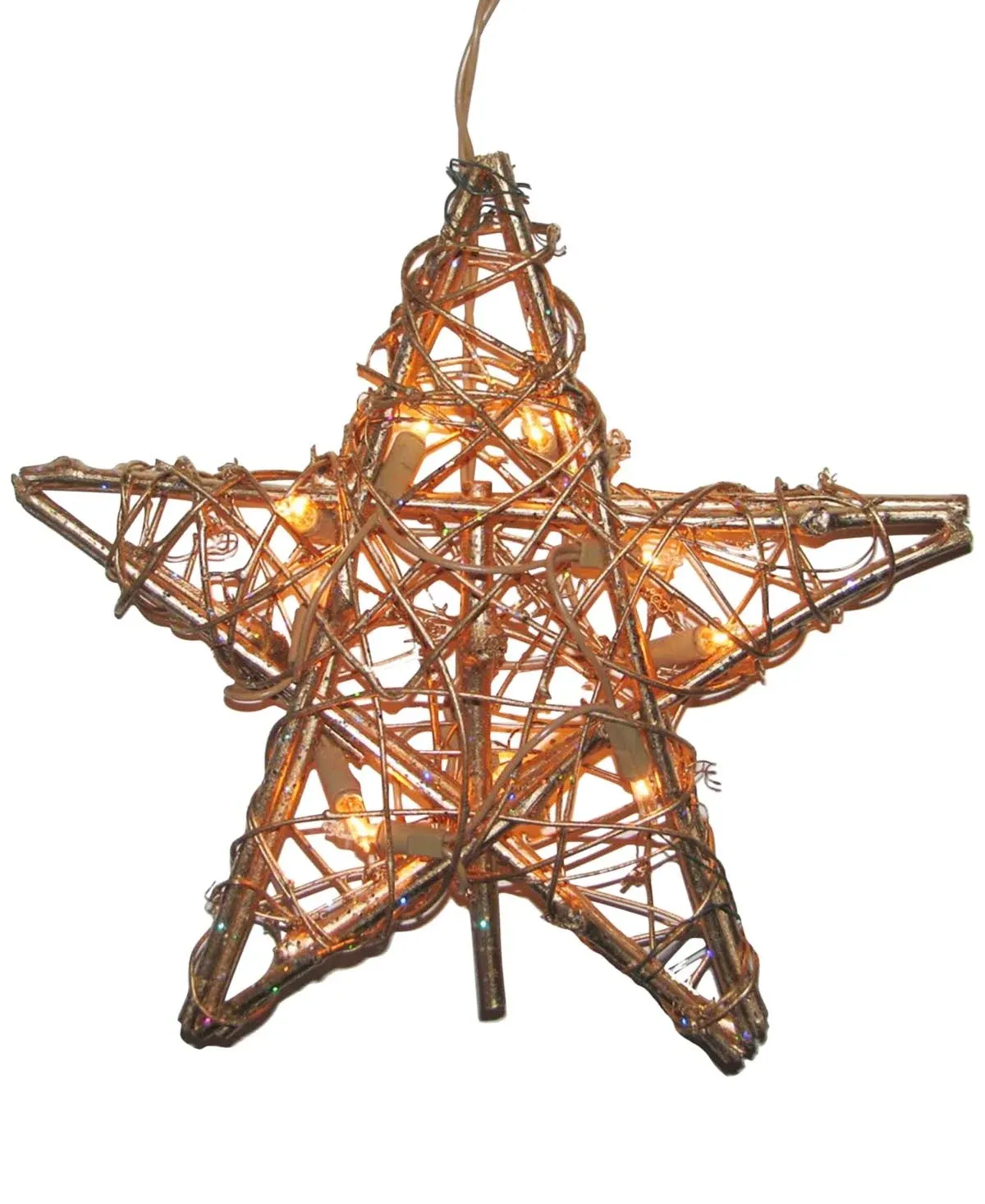 Kurt Adler 10 Light Indoor Rattan Gold Star Treetop