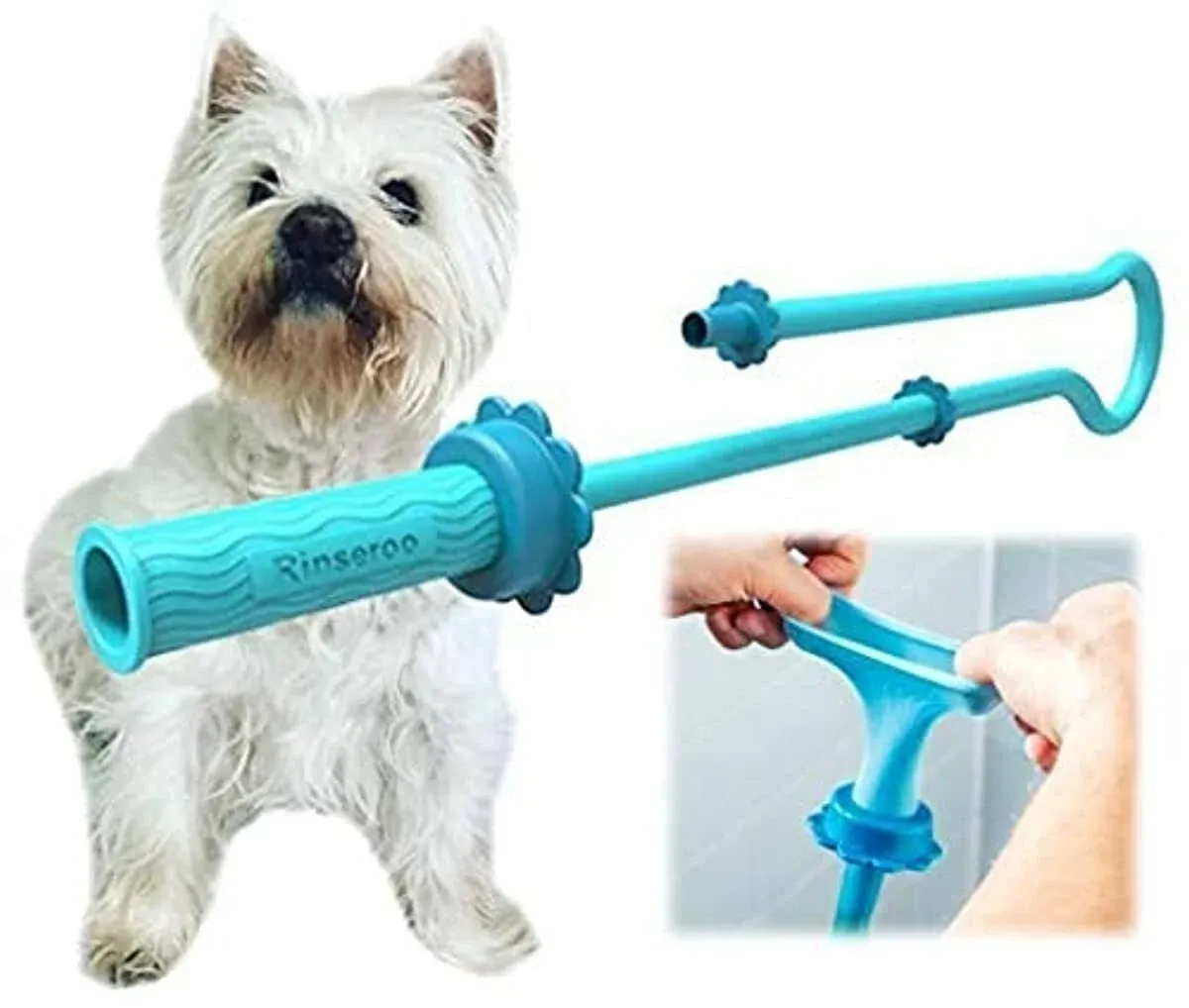 Rinseroo: Slip-On Dog Wash Hose ATTACHMENT. Pet Bather for Showerhead and Sink.