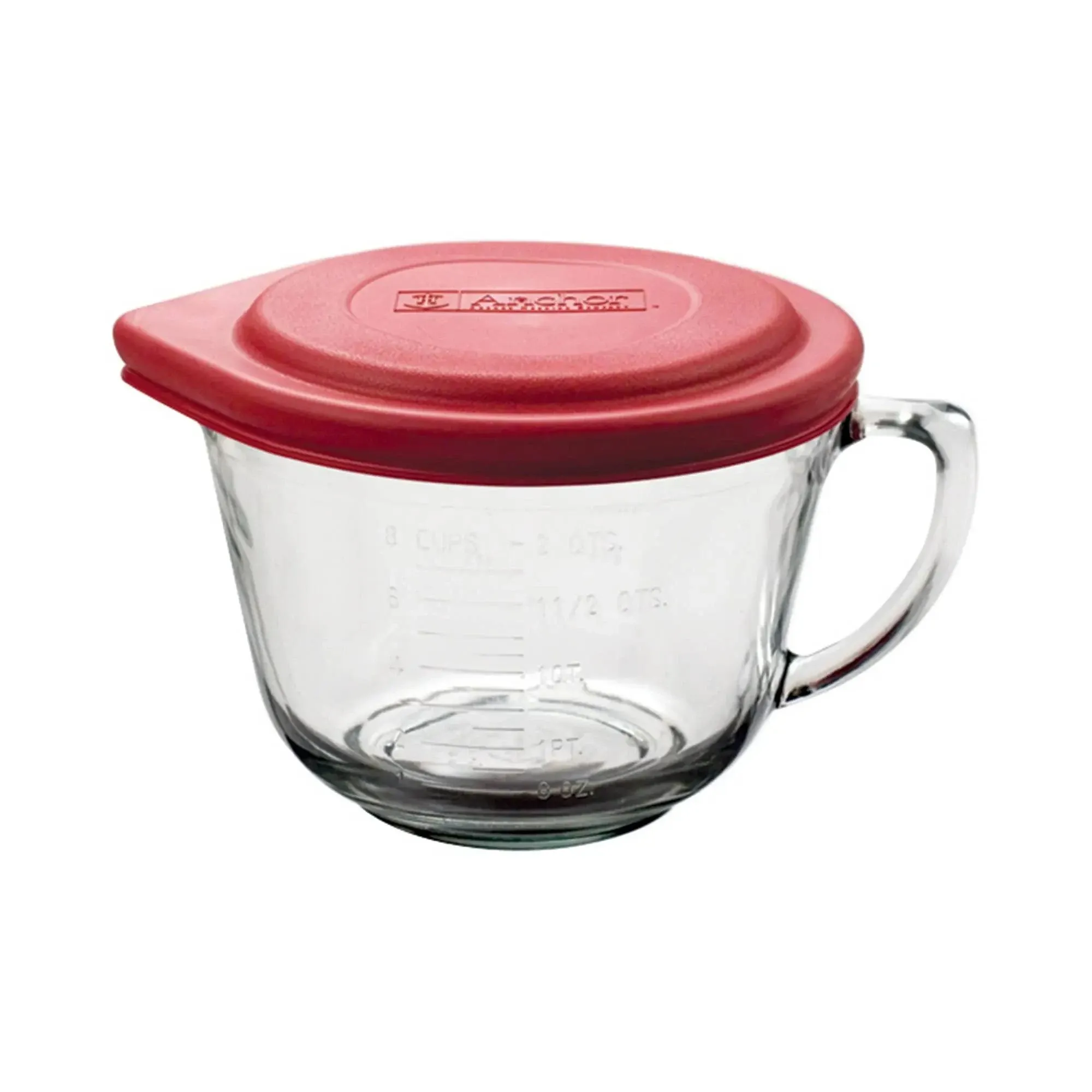 Anchor Hocking Batter Bowl with Red Lid, 2 qt