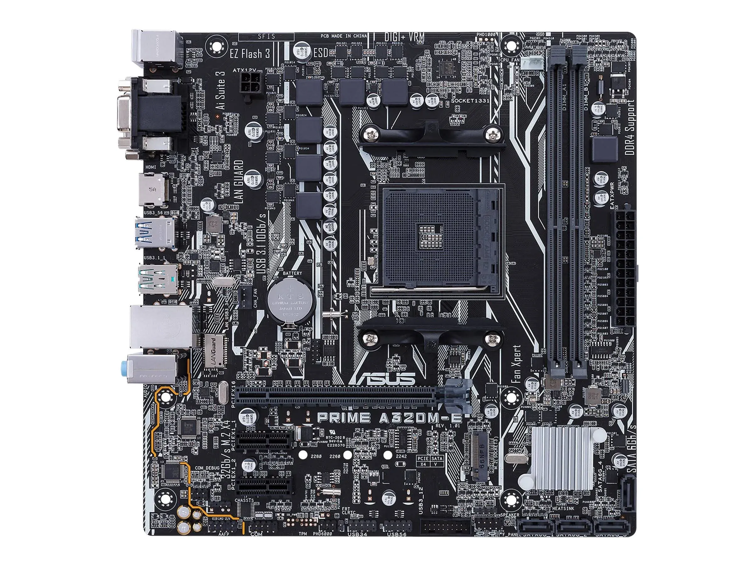 ASUS PRIME A320M-E Socket AM4 AMD A320 DDR4 DIMM USB3.1 Micro ATX Motherboard