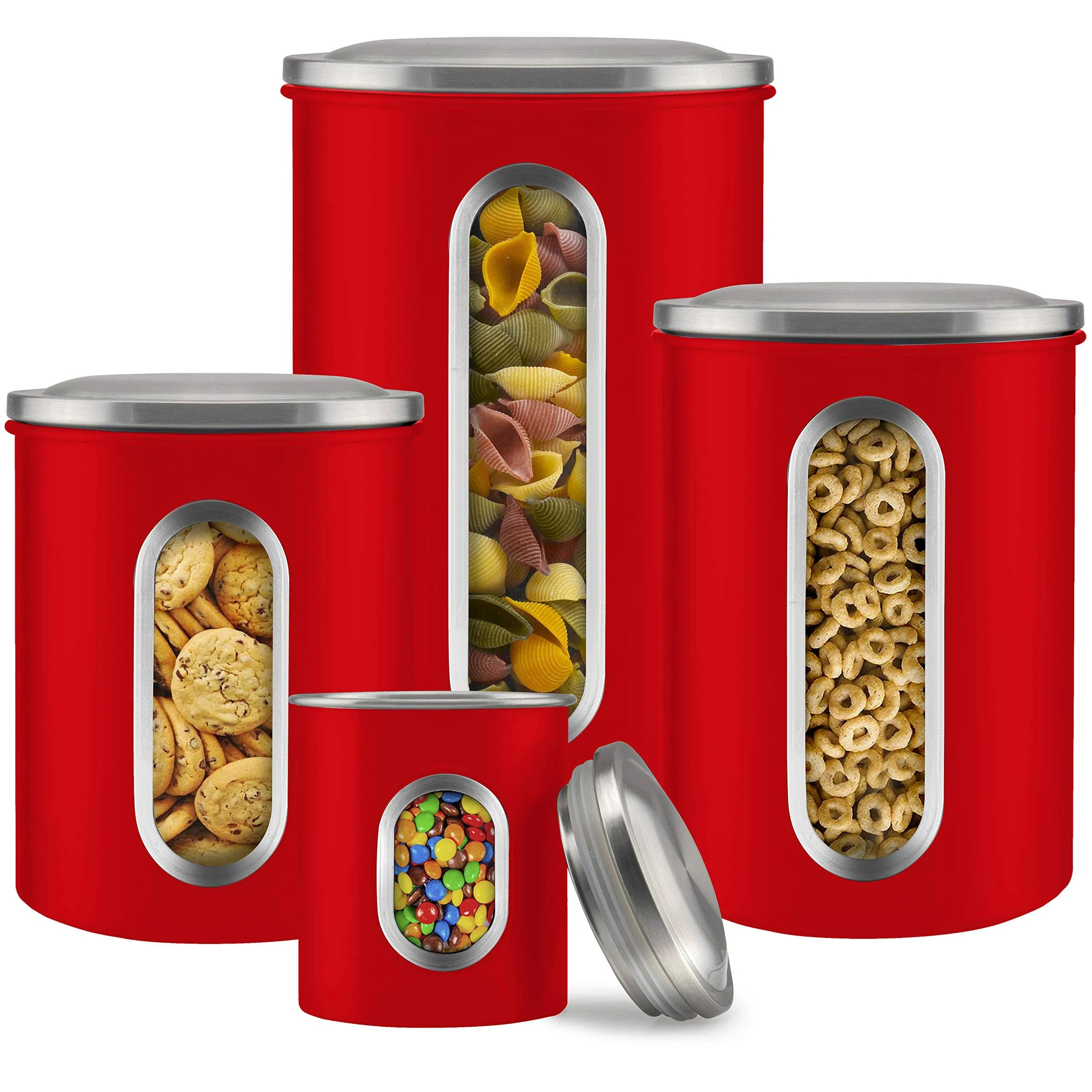 Gadgetwiz Red Kitchen Canisters Set of 4