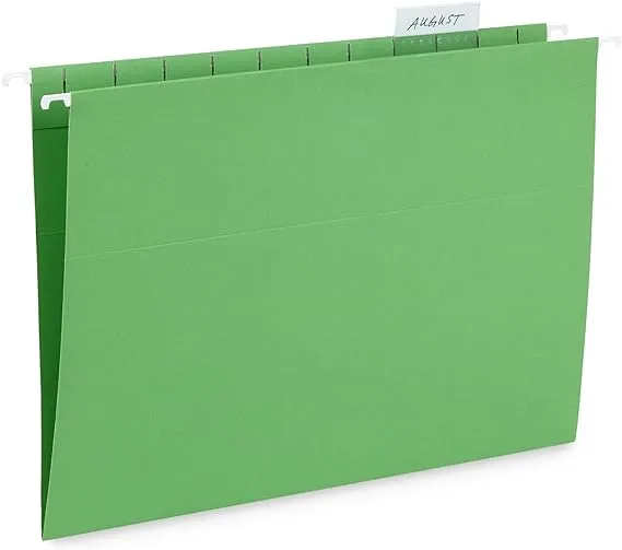 Blue Summit Supplies Hanging File Folders, 25 Reinforced Hang Folders, Designed for Home and Office Color Coded File Organization, Letter Size, Green, 25 Pack