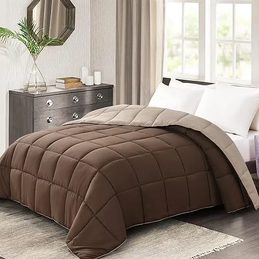 Lightweight Queen Comforter - Brown Down Alternative Comforters Queen Size Be...