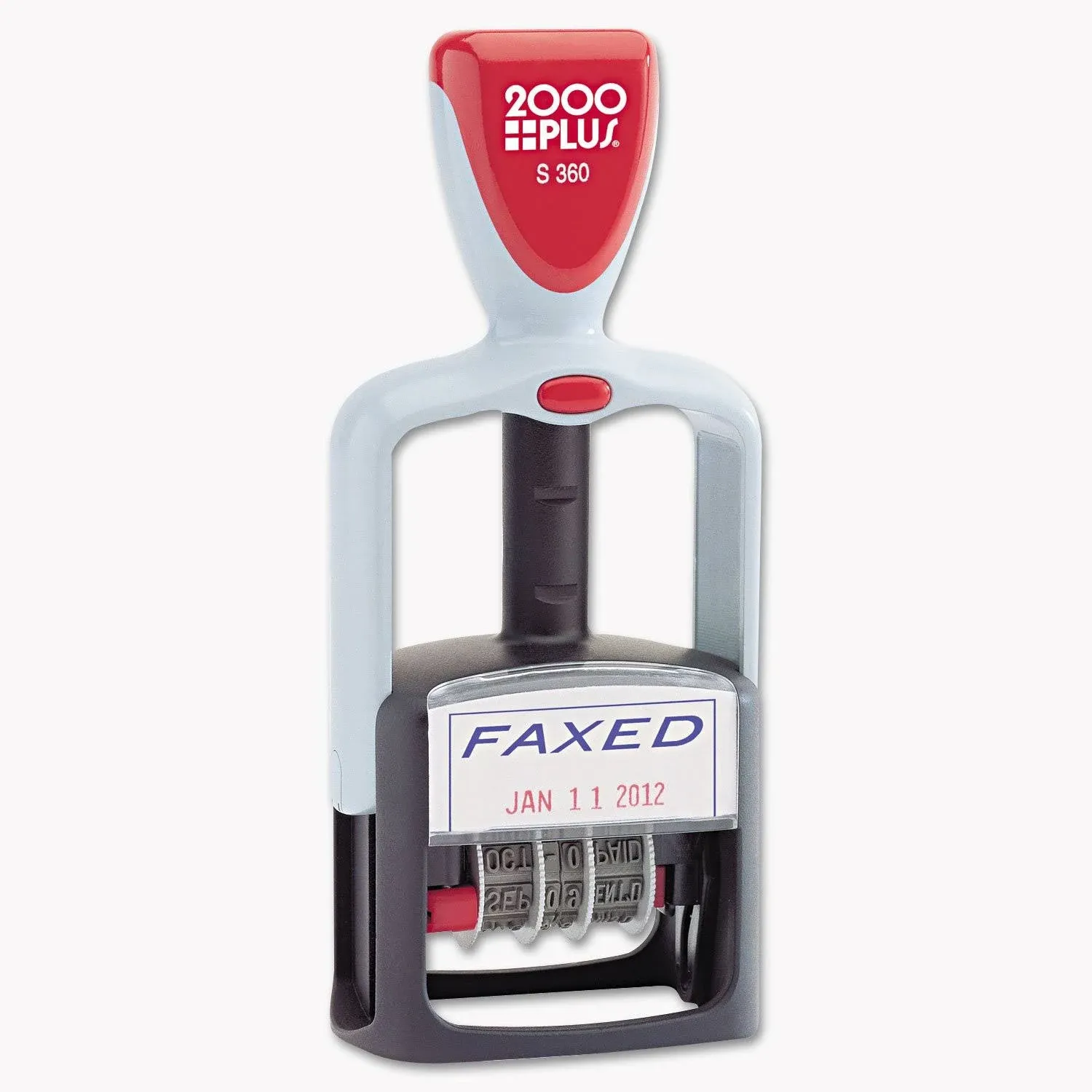 2000 Plus Self-Inking, Two-Color Date and FAXED Stamp, 1-3/4" x 1-1/8" Impression, Red and Blue Ink (011032)