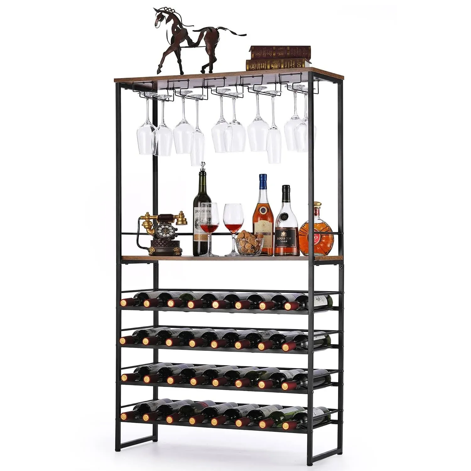 Homevany 6-Tier Industrial Freestanding Wine Rack