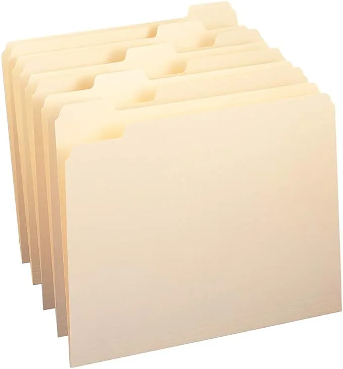 Smead File Folder, 1/5-Cut Tab, Assorted Positions, Letter Size, Manila, 100 per Box (10350)