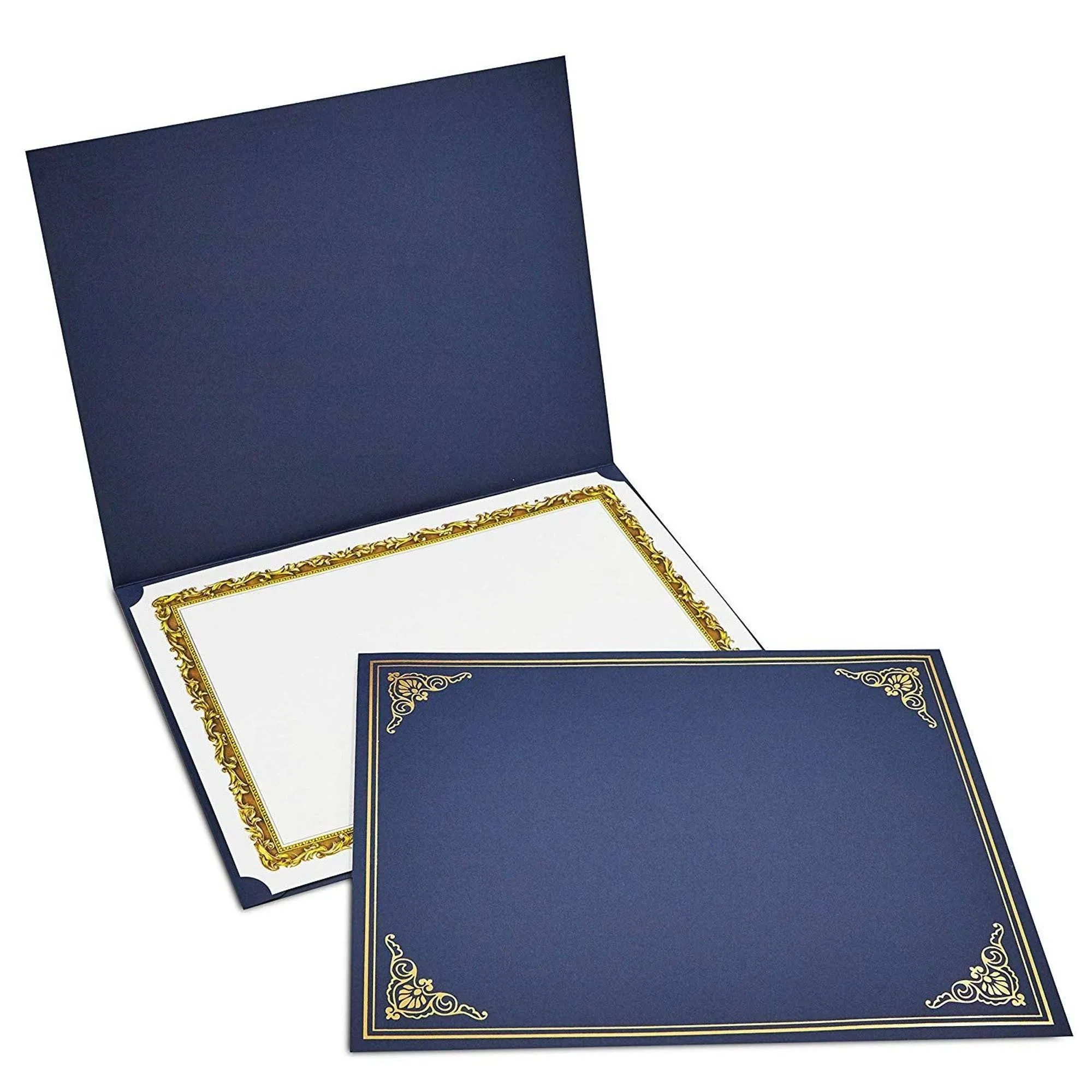 12-Pack Certificate Holder Diploma Cover Letter-Sized Navy Blue Gold Foil Border