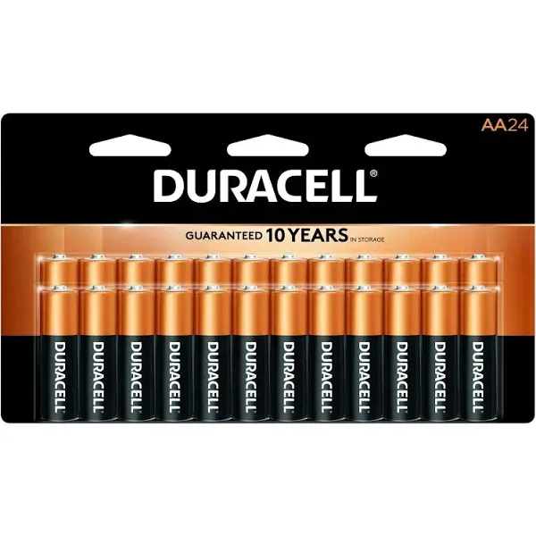 Duracell Coppertop AA Batteries with Power Boost Ingredients, 24 Count Pack Double A Battery with Long-lasting Power, Alkaline AA Battery for Household and Office Devices