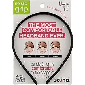 Scunci, No Slip Grip, Serre-tête pliable, 1 pièce