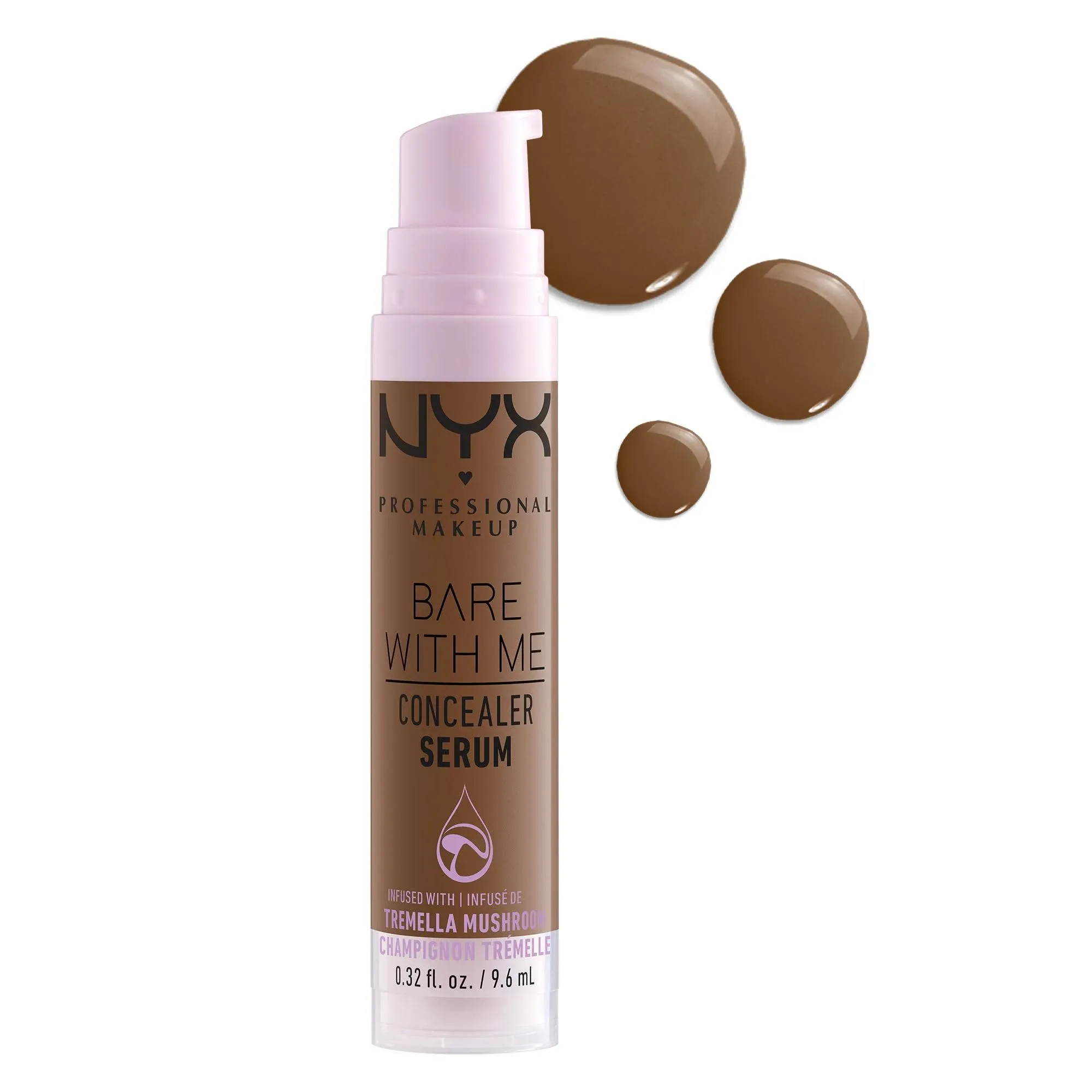 NYX Professional Makeup Bare With Me Concealer Serum, Medium Coverage, Mocha, 0.32 fl oz