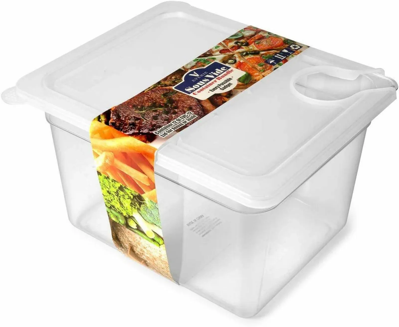 Everie Sous Vide Container 12 Quart Evc-12 with Collapsible Hinge Lid for Anova