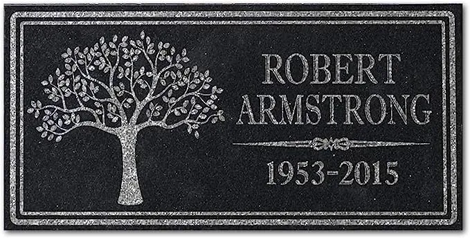 in Loving Memory Photo Tree of Life Personalized Granite Memorial Stone Sympathy Remembrance of Dad Mom Child (Granite-Tree-Pers, Garden 12"x6"x3/8")