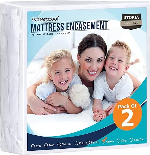 Utopia Bedding Zippered Mattress Encasement Queen 100 Waterproof and Bed Bug Proof Mattress Protector Absorbent SixSided