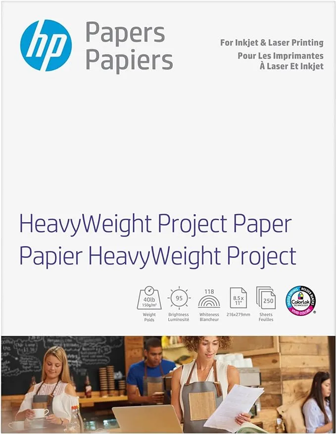 HP 8.5" x 11" Multipurpose Paper, 40 lbs., 95 Brightness, 250 Sheets/Pack (Z4R14A)