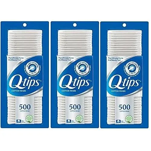 Q-tips Cotton Swabs, 500 Count (Pack of 3)