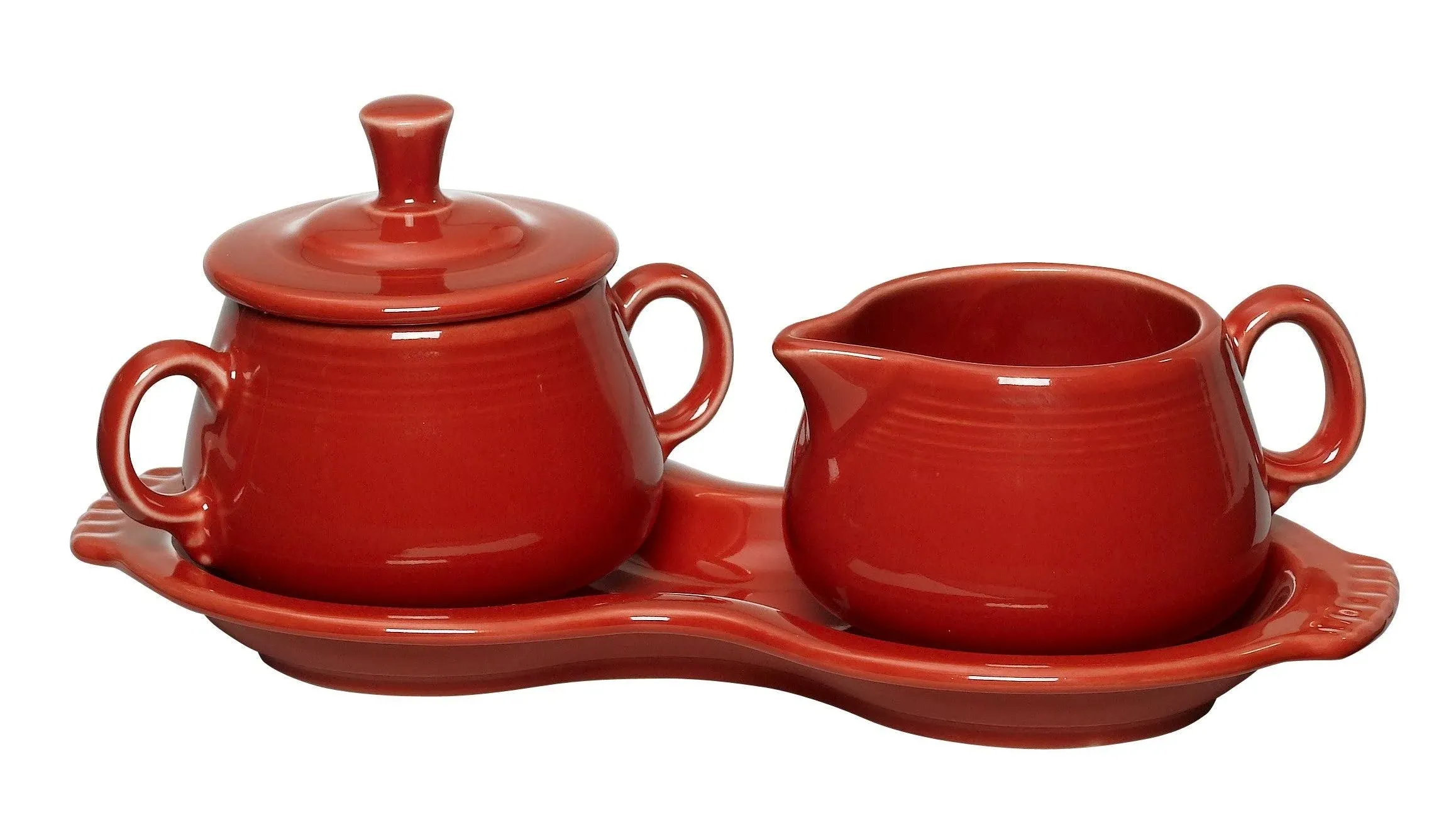 Fiesta Covered Creamer and Sugar Set with Tray