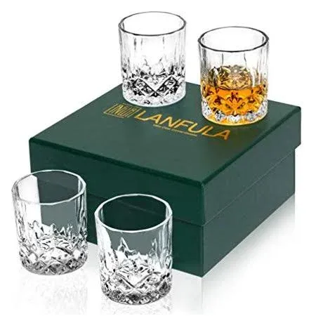 Lanfula Premium Old Fashioned Whiskey Glasses Set of 4