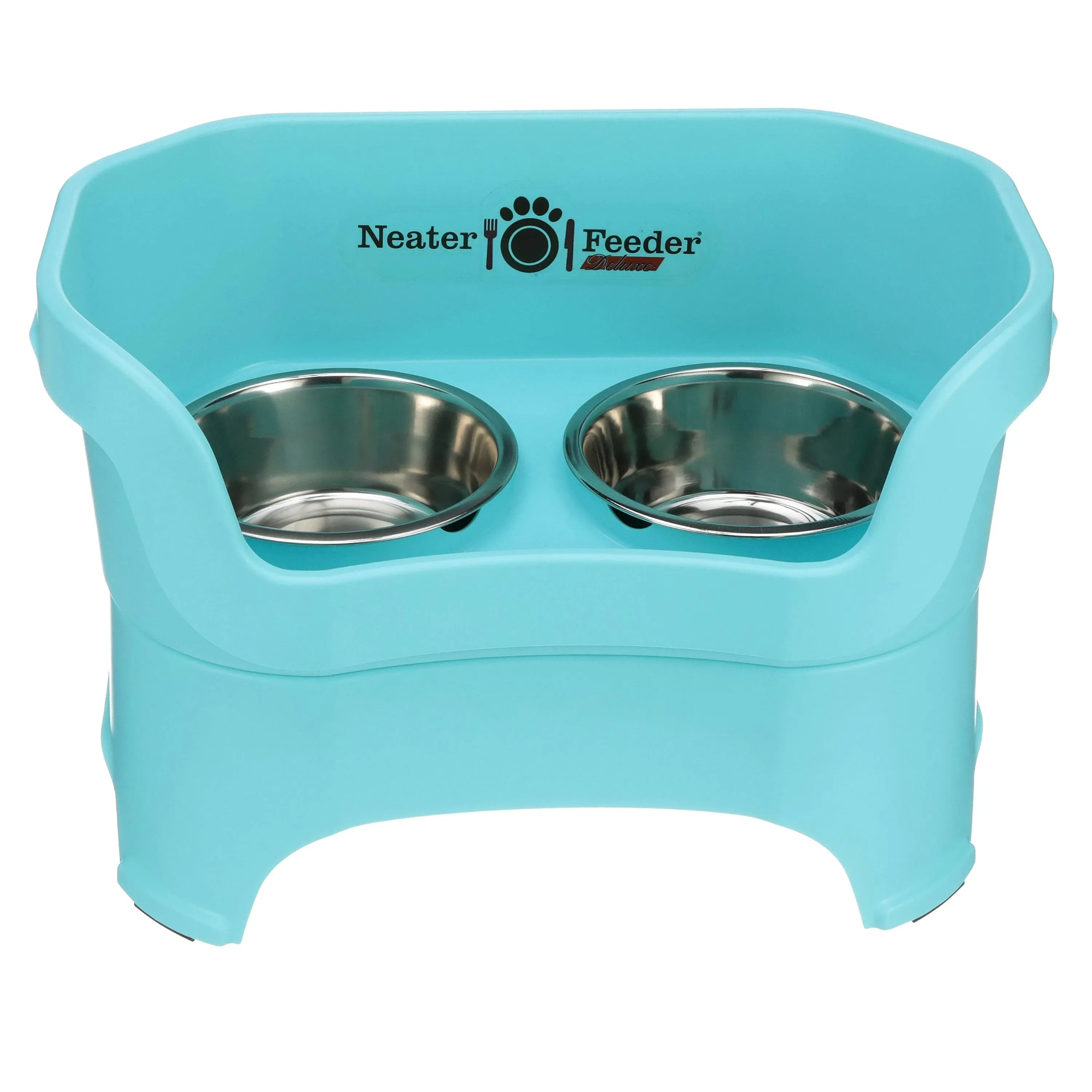 Neater Pets Neater Feeder Deluxe Mess-Proof Elevated Food & Water Bowls for Large Dogs, Aquamarine, Blue