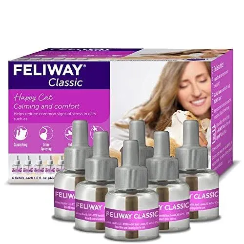 FELIWAY Classic Cat Calming Pheromone, 30 Day Refill - 6 Pack