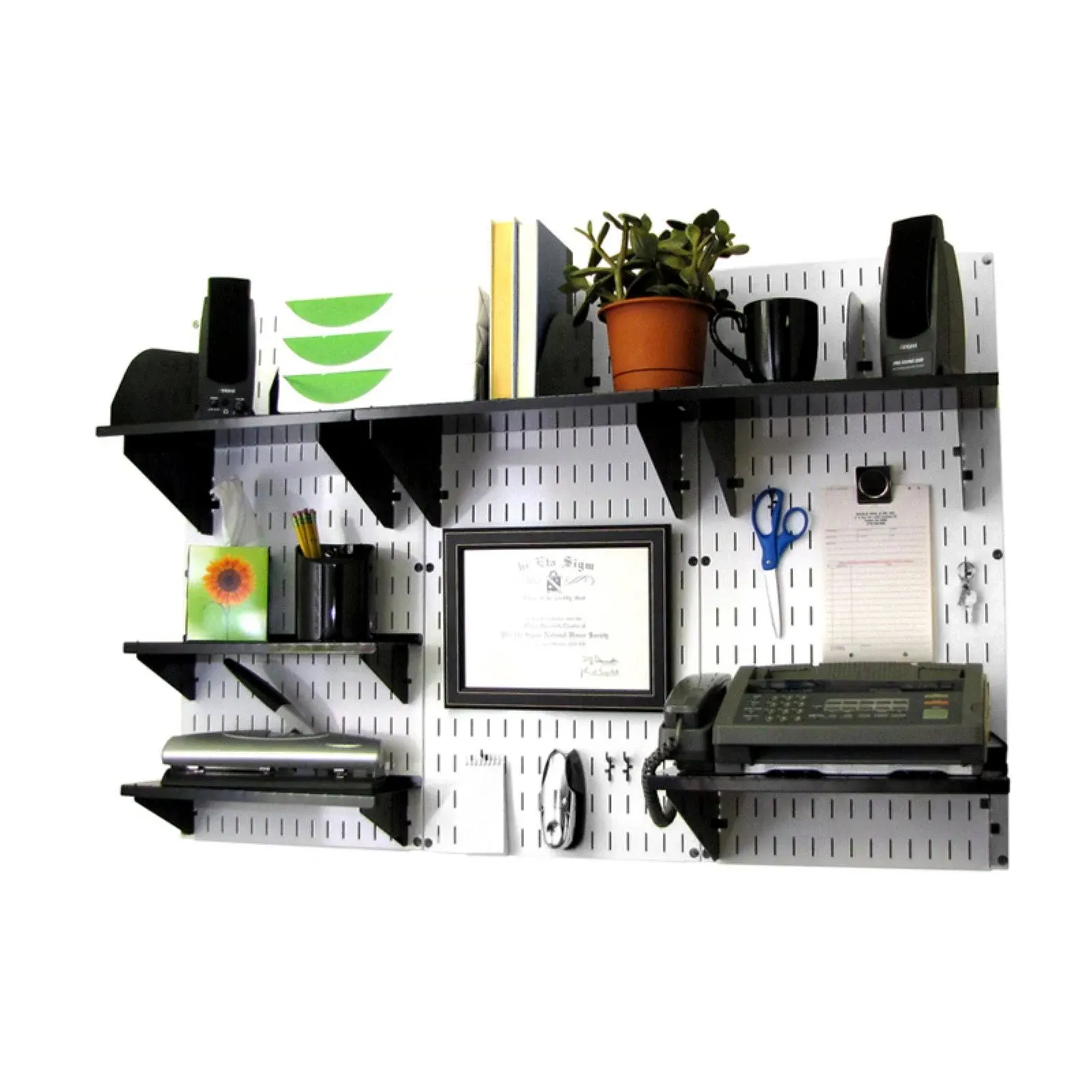 Wall Control Office Wall Mount Desk Storage and Organization Kit White and Black