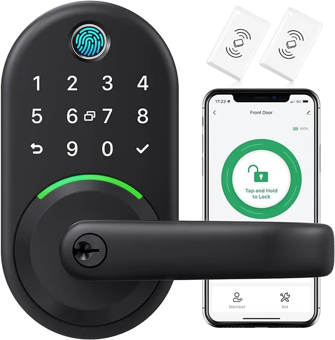 Smart Door Handle Lock with Keypad: Yamiry Fingerprint Smart Lock - Keyless Entry Door Lock for Front Door - Digital Door Lock - WiFi Door Lock with APP - Genarate Passcode Remotely - DIY Installation