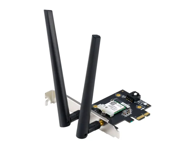 ASUS PCE-AXE5400 WiFi6 6E PCI-E Adapter with 2 External Antennas. Supporting 6GHz Band, 160MHz, Bluetooth 5.2, WPA3 Network Security, OFDMA and MU-MIMO