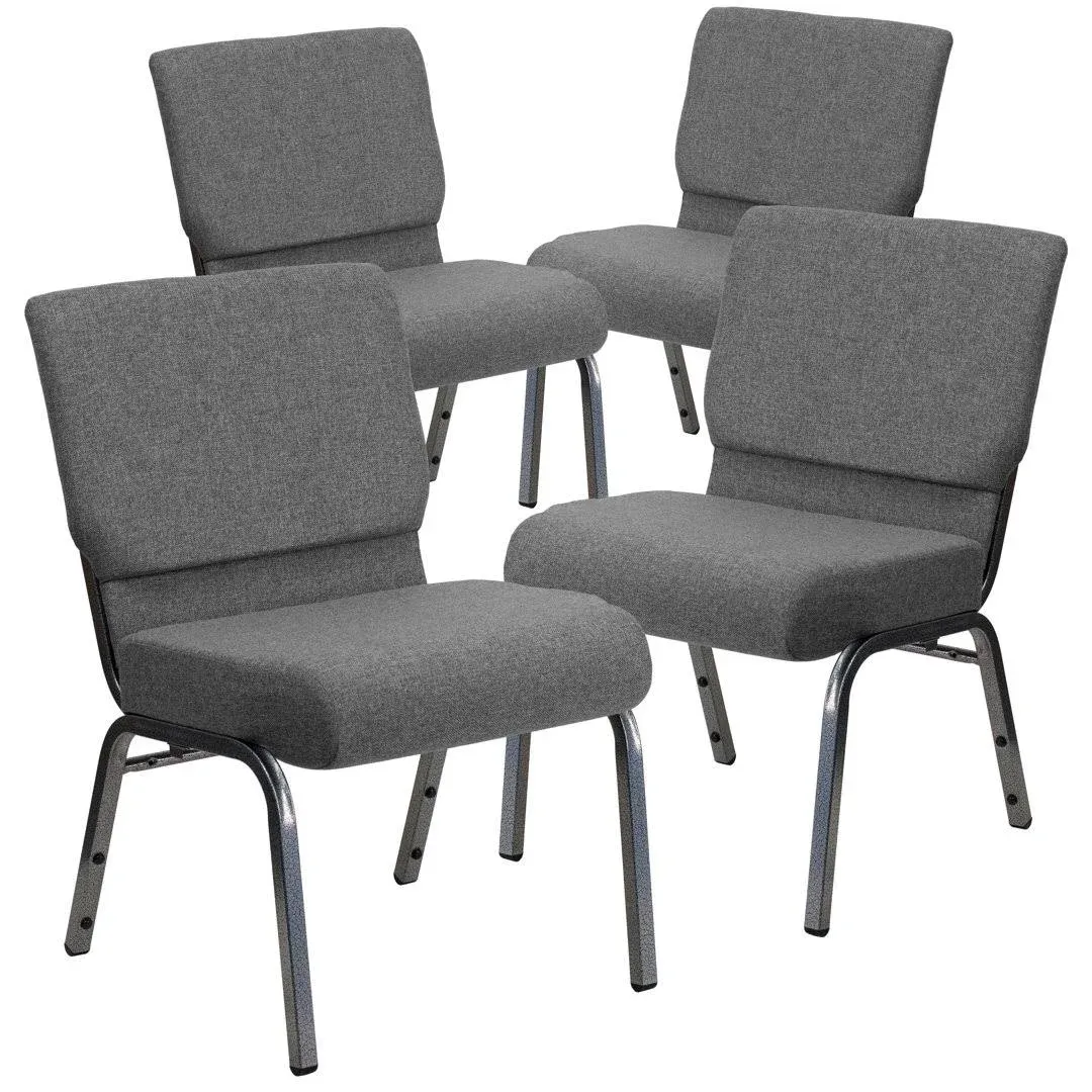 Flash Furniture HERCULES Series Fabric Church Stacking Chair Gray/Silver Vein