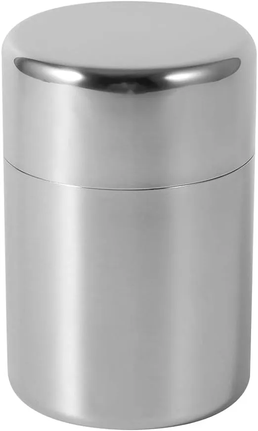 Tea Tin Canister, Stainless Steel Tea Coffee Sugar Storage Container with Airtight Double Lids for Loose Tea, Tea Bags, Coffee, Candy, Herbs(550ml)