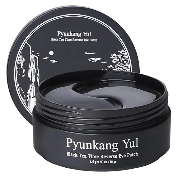 PYUNKANG YUL Black Tea Time Reverse Eye Patch - Reduces Puffy Eyes, Fine Lines, Under Eye Bags, Face Moisturizer, Revitalizer| Korean Eye Skin Care Gel Pads with Low-Molecular Collagen, Peptide, 1.4g X 60ea