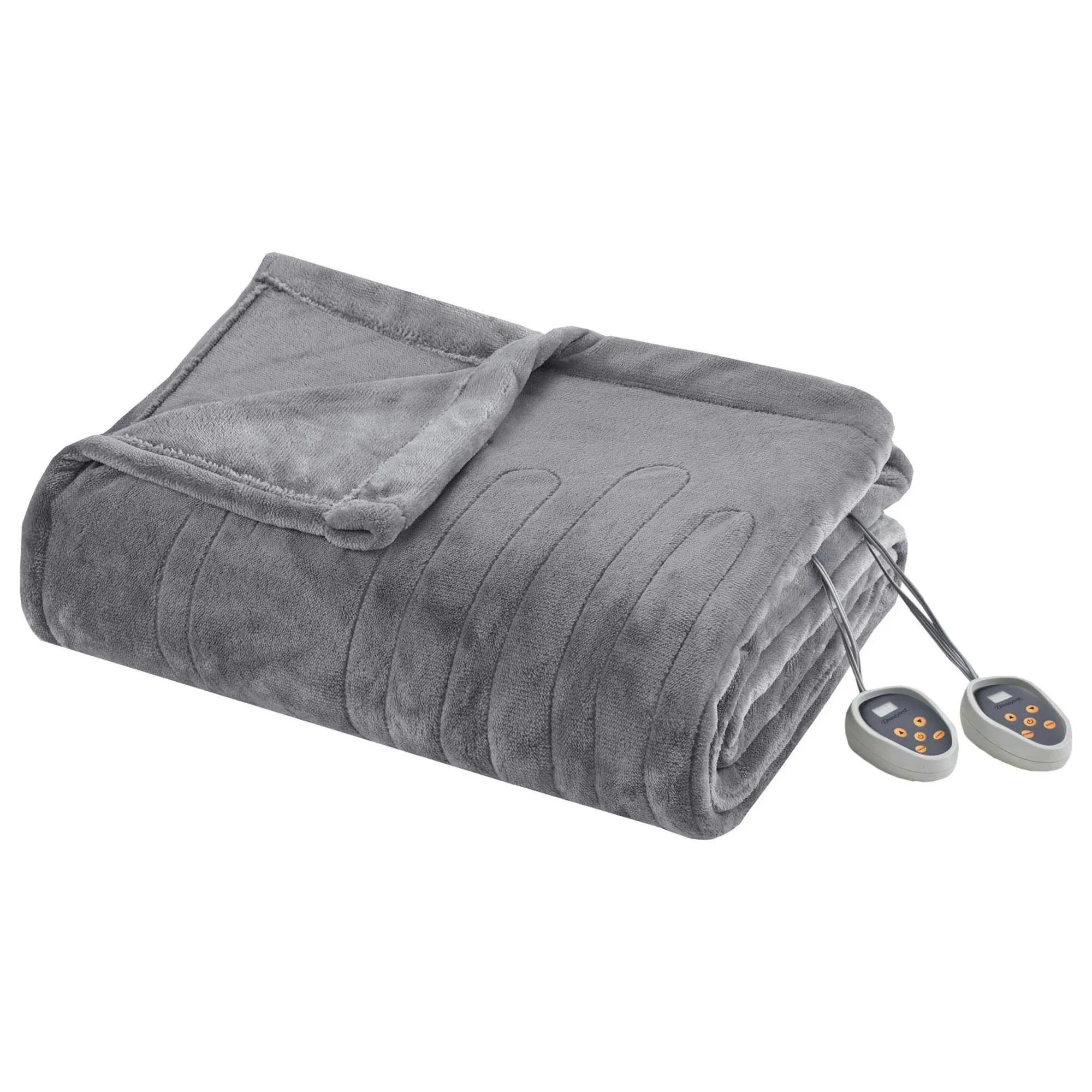 Beautyrest - Heated Plush Blanket - Grey - King