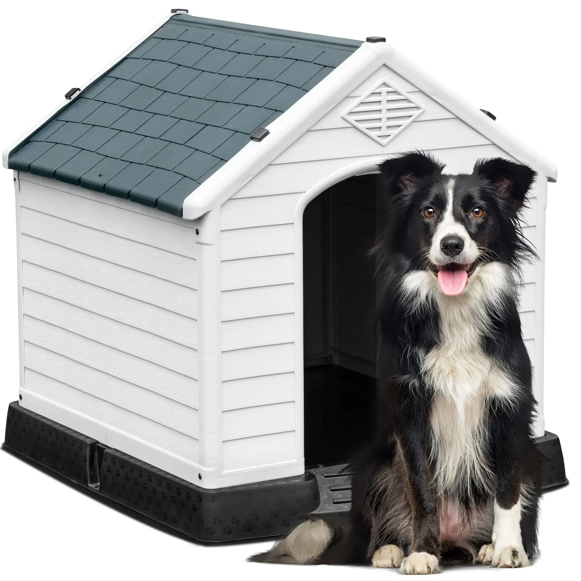 YITAHOME Large Plastic Dog House Outdoor Indoor Insulated Doghouse Puppy Shelter Water Resistant Easy Assembly Sturdy Dog Kennel