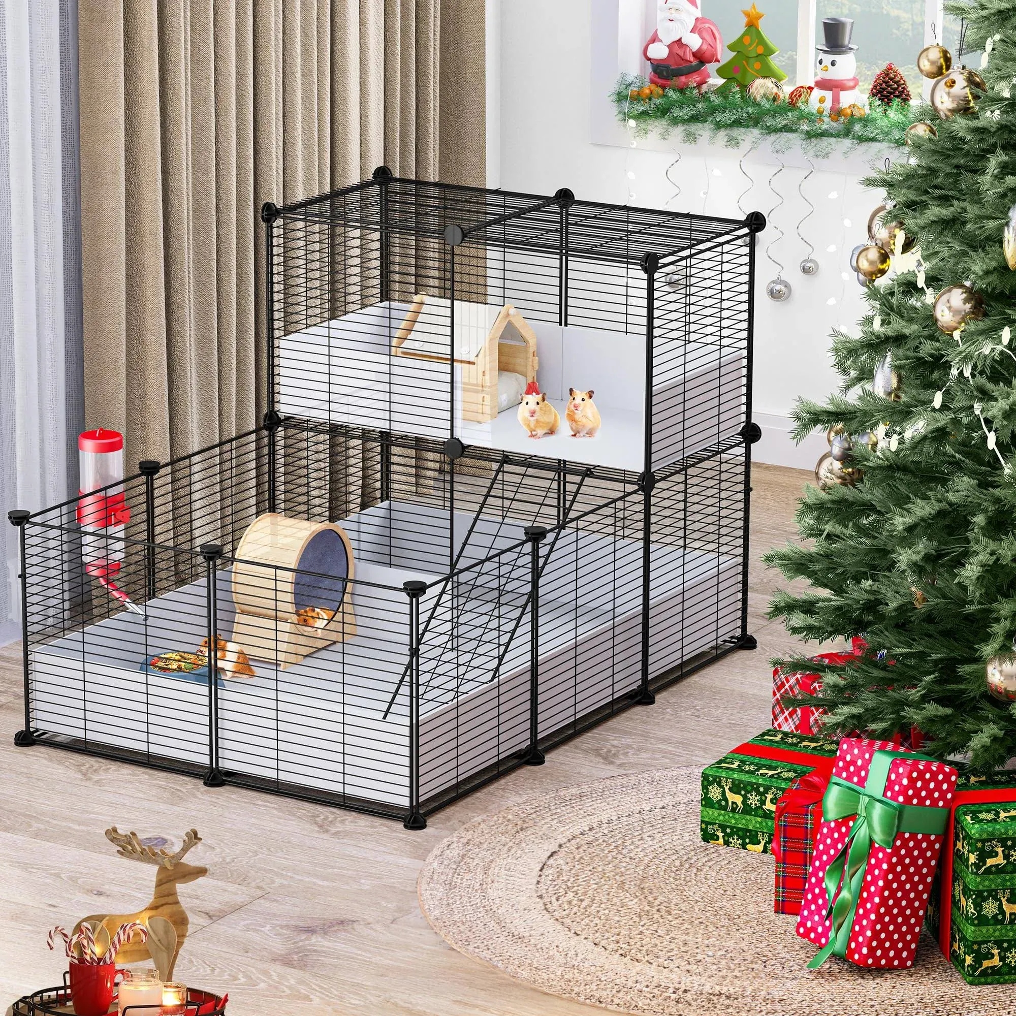 YITAHOME Guinea Pig Cage, Indoor C&C Small Animal Cage with Waterproof Plastic ...