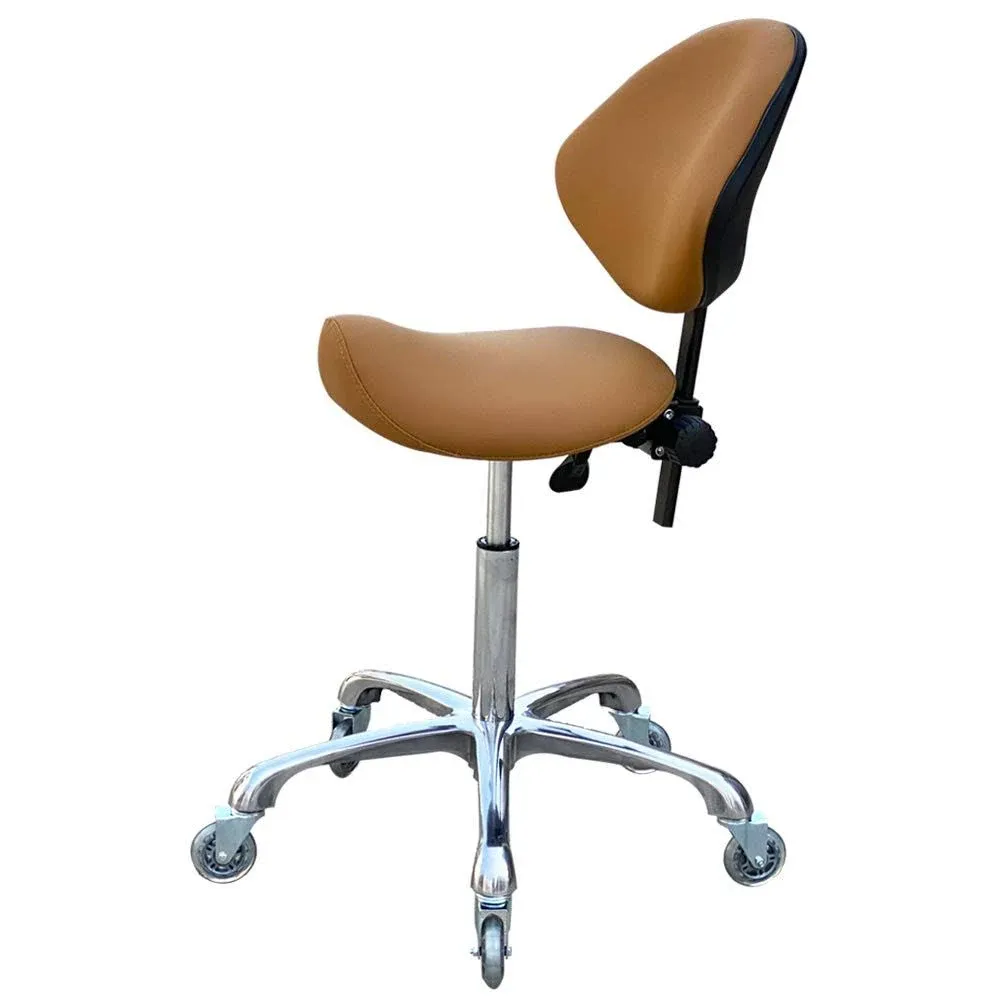 Adjustable Saddle Stool Chairs with Back Support Ergonomic for Medical Clinic Studio Salon Office and Home (Camel)