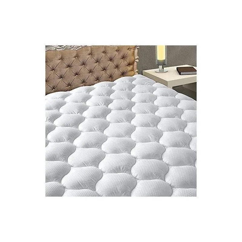 MATBEBY Bedding Quilted Fitted California King Mattress Pad Cooling Breathable Fluffy Soft Mattress Pad Stretches up to 21 Inch Deep, California King Size, White, Mattress Topper Mattress Protector