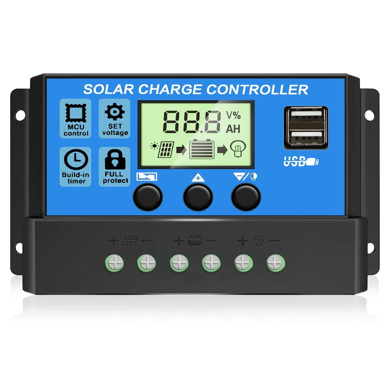 Depvko [Upgraded] 30A Solar Charge Controller, 12V/ 24V Solar Panel Regulator ...