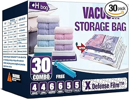 Hibag Premium Space Saver Bags, 20 Pack Vacuum Compression Bags