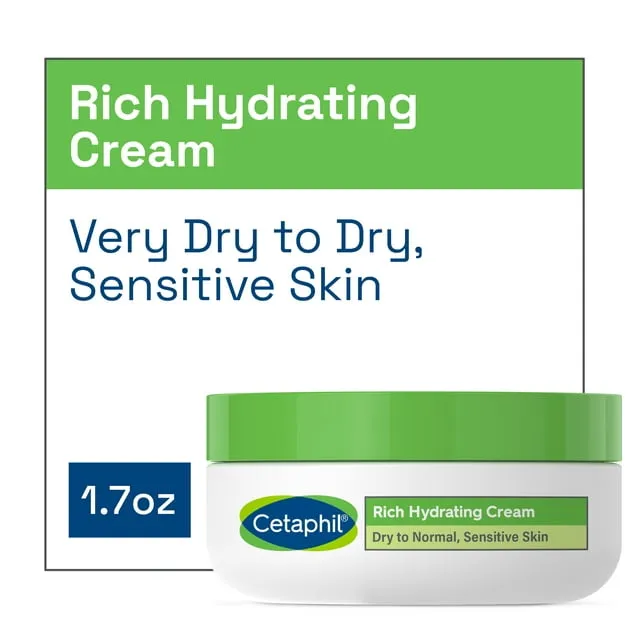 Cetaphil Rich Hydrating Cream for Face with Hyaluronic Acid, For Dry to Normal Skin, 1.7oz