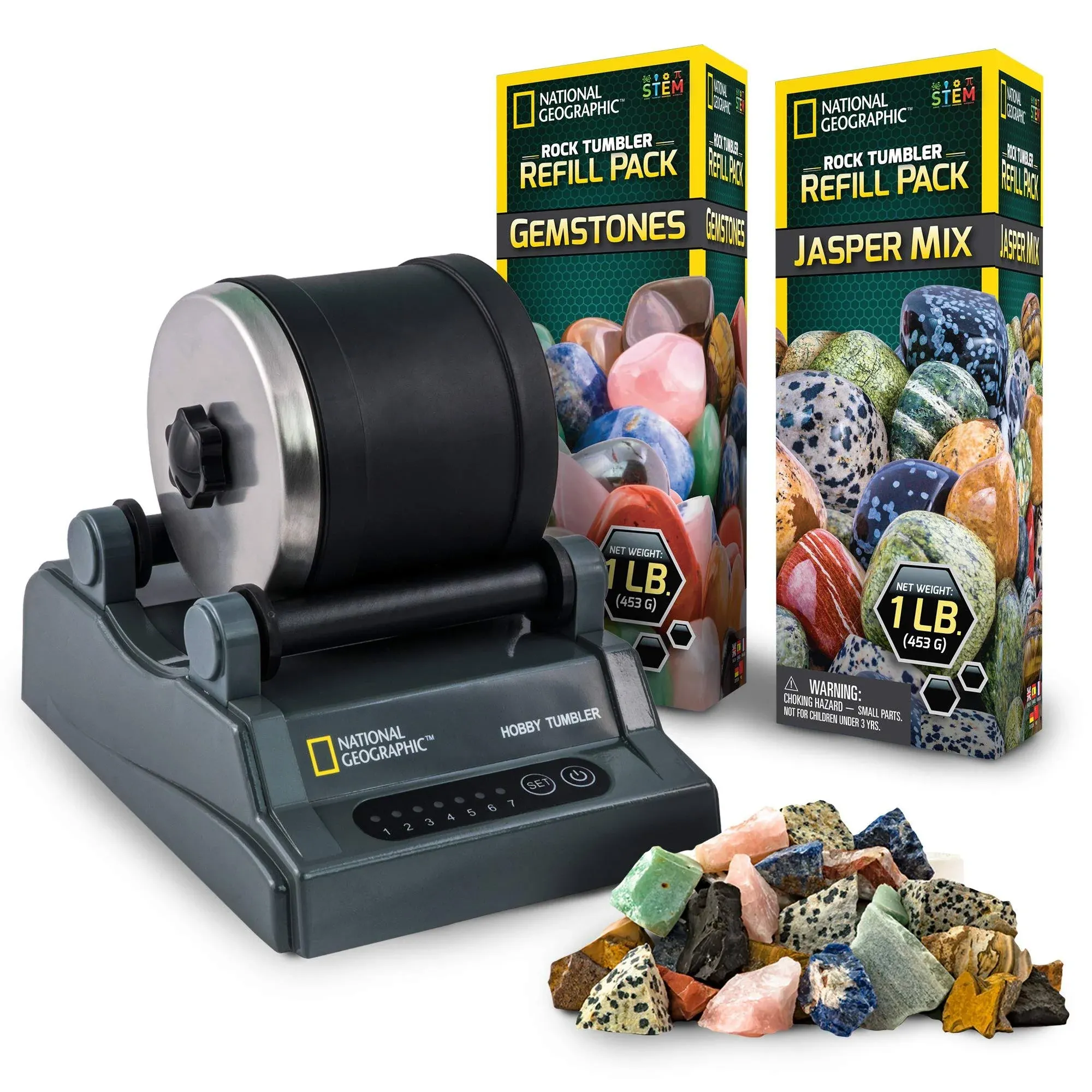 National Geographic Hobby Rock Tumbler Kit Polisher Kids Adults Noise-Reduced